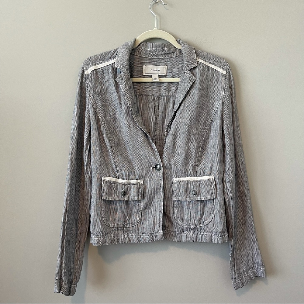 Caslon Blue & White Striped Blazer Size XS